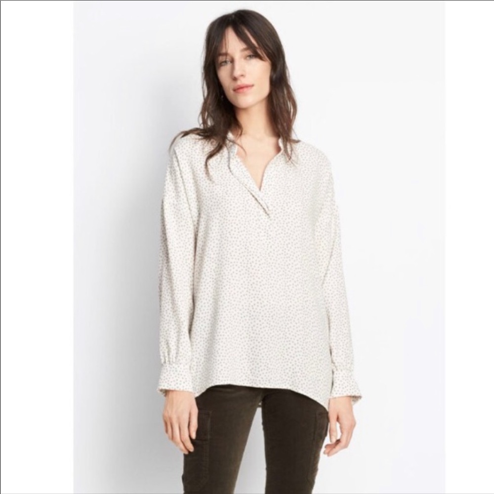 Vince • Silk Polka Dot Shirred Blouse